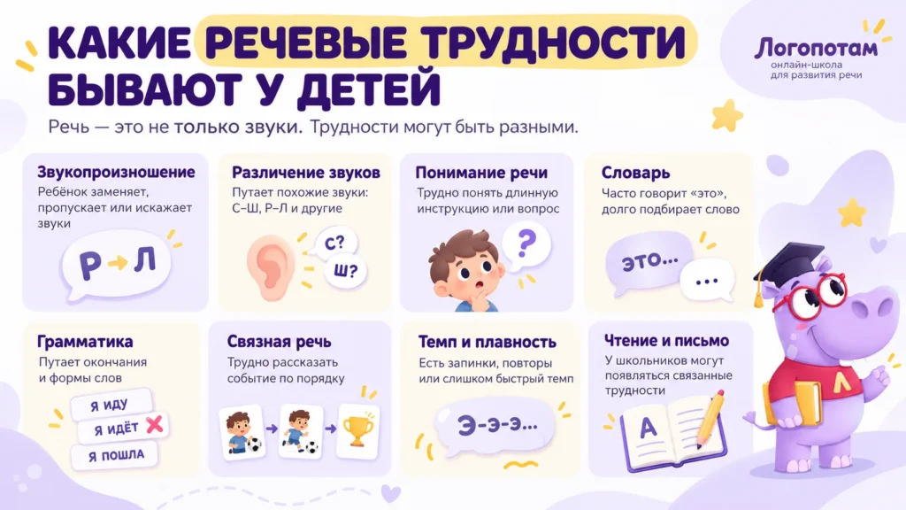 Речевые нарушения у детей: какие стороны речи могут вызывать трудности