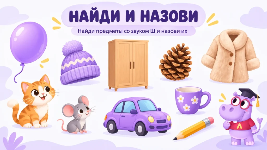 Упражнение «Найди и назови предметы со звуком Ш»