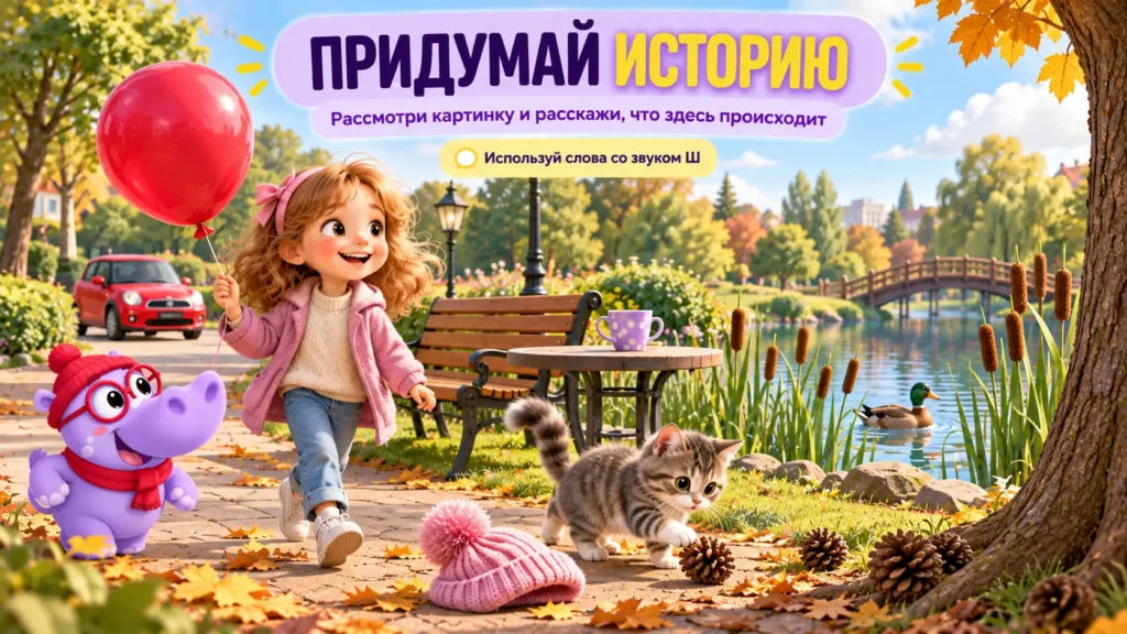 Упражнение «История по картинке» для автоматизации звука Ш