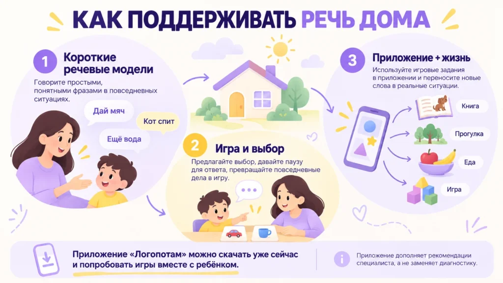 Мама занимается с ребёнком с моторной алалией: учим использовать слова в общении